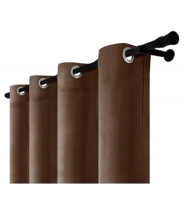 Zamatový záves s krúžkami - Mocha Elegance, tmavohnedá