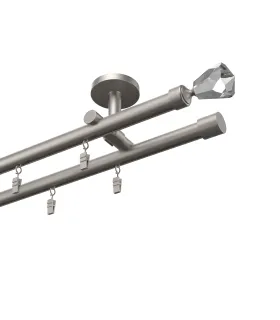 Profilová hliníkova garniža stropná dvojitá Elegant satin Crystal cone