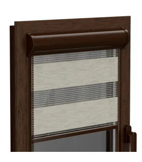 Roleta Deň a Noc v hlinikovej hnedej kazete Elite séria bielený dub