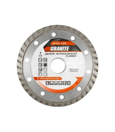 Kotúč diamantový GRANITE TURBO 125*2,2 mm 22-24% 12200 ot./min 9-02-125