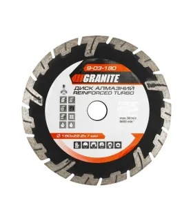 Kotúč diamantový GRANITE TURBO REINFORCED 180*2,6 mm 22-24% 8600 ot./min 9-03-180